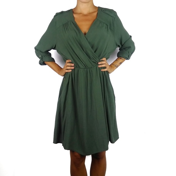 Maeve Anthropologie olive green Lene wrap dress - Picture 1 of 8